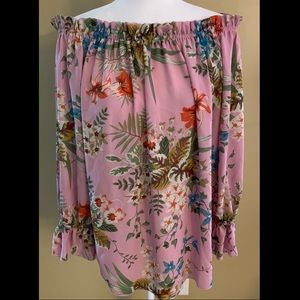 Floral Print Peasant Blouse. 1X